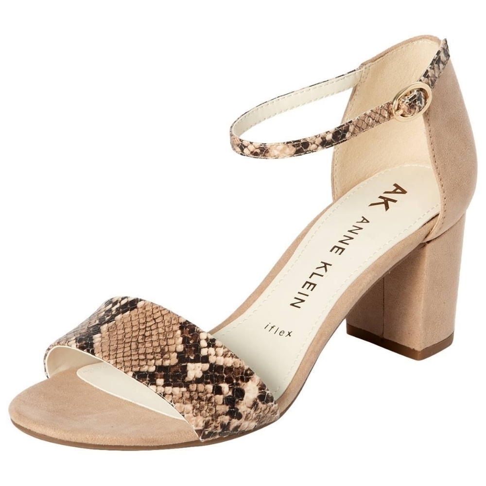 ANNE Klein Camila Snake Print Block Heel Sandals Size 6.5